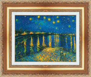 絵画 額縁付き 複製名画 世界の名画シリーズ ヴィンセント・ヴァン・ゴッホ 「 ローヌ川のの星月夜 」 サイズ 8号