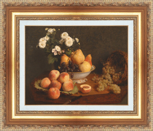 絵画 額縁付き 複製名画 世界の名画シリーズ アンリ・ファンタン・ラトゥール 「 テーブルの上の花と果物 」 サイズ 15号