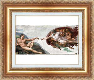 絵画 額縁付き 複製名画 世界の名画シリーズ ミケランジェロ・ブオナローティー 「 アダムの創造 」 サイズ 20号