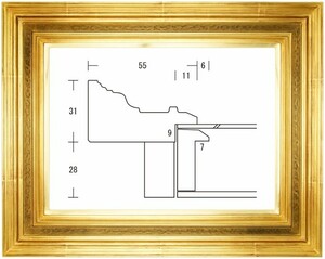 額縁 油彩額縁 油絵額縁 木製フレーム 珠回廊 金 サイズP4号