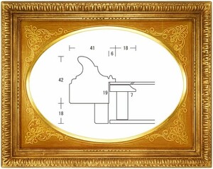 額縁 油彩額縁 油絵額縁 木製フレーム イタリアＡ 金 サイズF4号