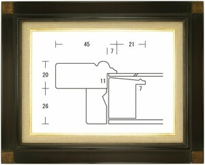 油絵用 額縁 木製フレーム 奴型 鉄黒 サイズF15号