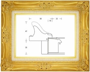 額縁 油彩額縁 油絵額縁 木製フレーム ルイ１４世 金 サイズP6号