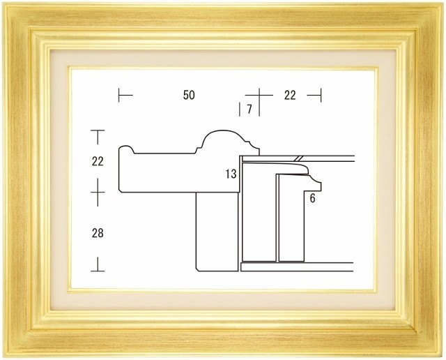 油絵用 額縁 木製フレーム 小公子 金+薄茶 サイズP40号-