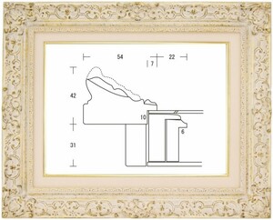 額縁 油彩額縁 油絵額縁 木製フレーム ナポリＳ アンティークホワイト サイズF12号