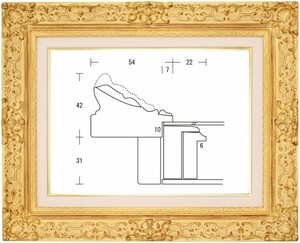 額縁 油彩額縁 油絵額縁 木製フレーム ナポリＳ 金 サイズP20号