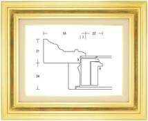 額縁 油彩額縁 油絵額縁 木製フレーム 回廊55 金 サイズM6号_画像1