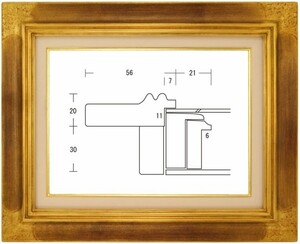 額縁 油彩額縁 油絵額縁 木製フレーム 月桂 金 サイズM4号