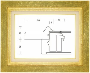 額縁 油彩額縁 油絵額縁 木製フレーム レインボー 金 サイズM10号