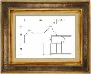 額縁 油彩額縁 油絵額縁 木製フレーム 珠剱 金+茶 サイズF25号