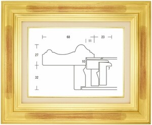 額縁 油彩額縁 油絵額縁 木製フレーム 春海角紋 金 サイズP6号