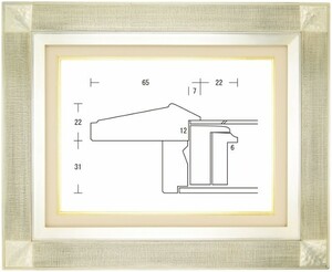 油絵用 額縁 木製フレーム 平傾斜角紋 銀 サイズF6号