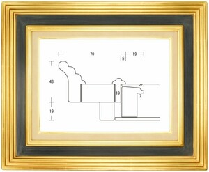 額縁 油彩額縁 油絵額縁 木製フレーム 珠校倉 金+青 サイズM4号