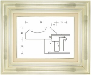 額縁 油彩額縁 油絵額縁 木製フレーム 春海角紋 銀 サイズF6号