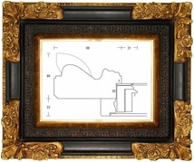 額縁 油彩額縁 油絵額縁 木製フレーム 黒角花 金+黒 サイズF10号_画像1