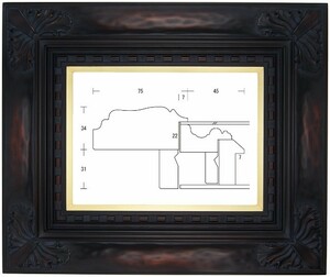 額縁 油彩額縁 油絵額縁 木製フレーム 石葉 鉄黒 サイズM80号