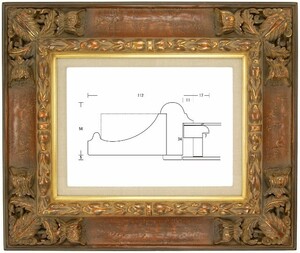 額縁 油彩額縁 油絵額縁 木製フレーム SACA04-16 アンティーク サイズM4号