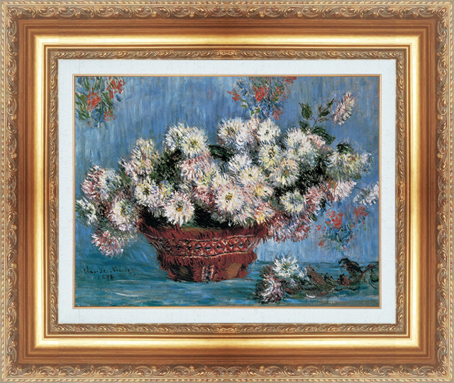 Gemälde mit Rahmen Reproduktion eines berühmten Gemäldes Weltberühmte Gemäldeserie Claude Monet Chrysantheme Größe 8, Gehäuse, Innere, Andere