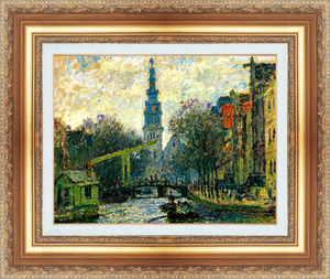絵画 額縁付き 複製名画 世界の名画シリーズ クロード・モネ 「アムステルダムの運河」 サイズ 20号