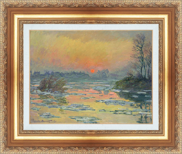 Painting with Frame Reproduction Masterpiece World Masterpiece Series Claude Monet Sunset on the Seine Size 15, residence, interior, others