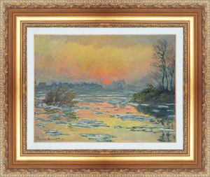 Art hand Auction 带框画 名画复制品 世界名画系列 克劳德·莫奈 塞纳河上的日落, 冬季尺码 8, 住房, 内部的, 其他的
