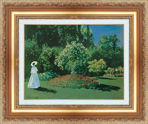 絵画 額縁付き 複製名画 世界の名画シリーズ クロード・モネ 「庭の女」 サイズ 6号