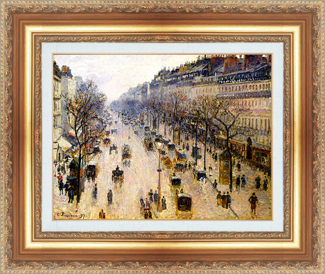 Gemälde mit Rahmen Reproduktion eines berühmten Gemäldes Weltberühmte Gemäldeserie Pissarro Boulevard Montmartre an einem Wintermorgen Größe 3, Gehäuse, Innere, Andere
