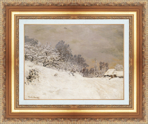 絵画 額縁付き 複製名画 世界の名画シリーズ クロード・モネ 「オンフルールの近くの雪の風景」 サイズ 6号