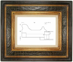額縁 油彩額縁 油絵額縁 木製フレーム SACA04-03 金+黒 サイズF15号