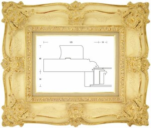 額縁 油彩額縁 油絵額縁 木製フレーム ルイ式角花ニ段 金+アイボリー サイズP4号