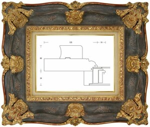 額縁 油彩額縁 油絵額縁 木製フレーム ルイ式角花ニ段 サイズF40号