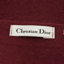 ◇489047 Christian Dior クリスチャンディオール 刺繍CDロゴウールストール レディース ボルドー ワインレッド_画像4