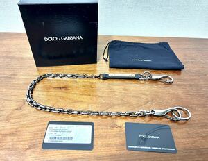  beautiful goods box * sack attaching DOLCE&GABBANA Gold Logo plate attaching wallet chain key ring metal × Gold 