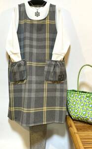  free shipping! new goods tag attaching! cotton 70% * grayish check * height length * rear rubber * easy! apron .CHA-CA.