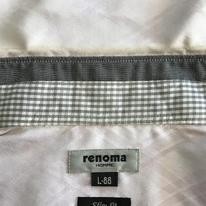 renoma レノマ メンズ 長袖 スリム ワイシャツ 首まわり40 L-86 ボタンダウン 刺繍 アーガイル・チェック ライトピンク 紫 ビジネス シャツの画像6