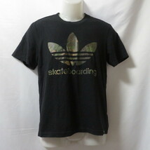 古着 メンズS adidas originals/アディダス オリジナルス Tシャツ 半袖 スポーツMIX カジュアル ブラック BR4997_画像1