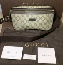 新品 新古 付属 グッチ GUCCI アイコン ＧＧ総柄 PVC 加工 ボディバッグ レザー 本革 部位メンズ 兼用 バッグ ウエストバッグ イタリア製_画像8