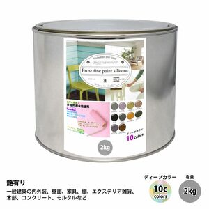 ペンキ 多目的用 水性塗料 つや有り ファインペイントシリコン ディープカラー 全10色 2kg/艶あり 内装 外装 壁 屋内 つやあり 多用途 Z25