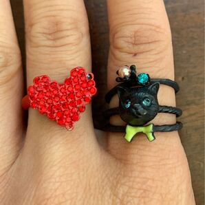 ☆ハート&ねこ3連リングセット☆