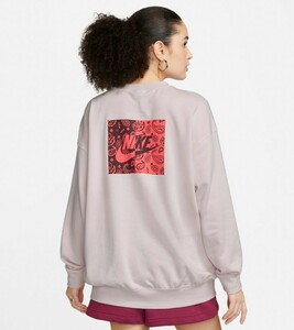 [送料無料] NIKE WMNS NSW FLEECE CREW PINK NIGHT MAROON 2XL FD1768-664 検)フリース クルーネック オーバーサイズ ペイズリー ピンク