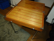木製 折り畳み式テーブル キャプテンスタッグ 天板約55x110x55h㎝ 椅子なしです 年数経過使用品現状渡し_画像1