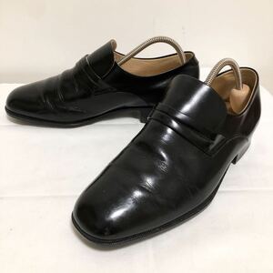 和63★ EXCELLENT GENTS' SHOES MOONSTAR 日本製 レザー ローファー スリッポン 25 EEE メンズ ブラック