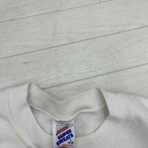 1213◎ 古着 USA製 JERZEES SUPER SWEATS スウェット トレーナー 裏起毛 長袖 クルーネック カジュアル ホワイト メンズS_画像3