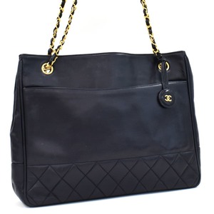 1円 ◎極美品 CHANEL シャネル チェーンショルダートートバッグ マトラッセ ココマーク レザー ネイビー◎〇E.Cop.oN-05