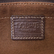 1円 ■ 美品 ロエベ ボストンバッグ ブラック系 ブラウン系 メンズ 出張 キャンバス レザー Loewe ■L.Csig.rS-06_画像8