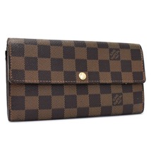 1円 ◆良品 LOUIS VUITTON ルイヴィトン 二つ折長財布 ポルトフォイユサラ N61734 ダミエエベヌ ブラウン◆E.Ble.rS-15_画像1