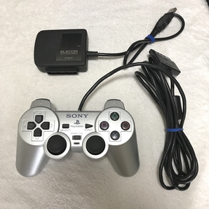 [美品/送料込] PS2 純正コントローラ DUALSHOCK2 ＋ PC接続用アダプタ◆SCPH-10010＋JC-PS101UBK◆動作確認済み◆USB接続◆プレステ2