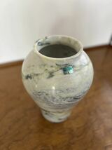 昭和レトロ 銘品 高麗大理石壺 石の花瓶 白色 天然石 KOREA IL SHIN STONE 1979 石壺 花器 フラワーベース 置物 オブジェ 工芸品 朝鮮_画像2