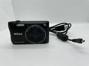 【GO018】【美品】Nikon / ニコン/ COOLPIX S3700 / NIKKOR 8X 4.5-36mm f3.7-6.6 / デジカメ / 充電ケーブル / ブラック