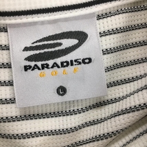 【美品】パラディーゾ 半袖ハイネックシャツ 白×ネイビー ボーダー ハーフジップ レディース L ゴルフウェア Paradiso_画像5